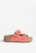 Sandalias Yokono WIWI-003 de mujer en piel coral con hebillas doradas y plataforma