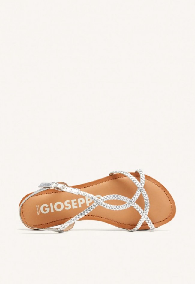 Sandalias Gioseppo Nioaque de mujer en piel trenzada plata con brillo chic