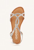 Sandalias Gioseppo Nioaque de mujer en piel trenzada plata con brillo chic