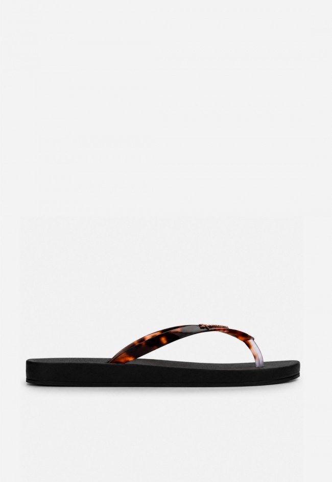 Chanclas Ipanema Anat Connect II para mujer en negro con tiras efecto carey