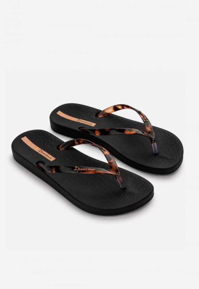 Chanclas Ipanema Anat Connect II para mujer en negro con tiras efecto carey