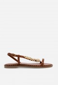 Sandalia plana VAS RSP-11955 cuero en piel con detalle joya dorado