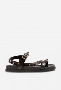 Sandalia plana VAS RPS-11369 marrón en piel con detalle joya y alma boho chic