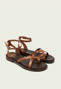 Sandalia esclava Porronet Cecilia en piel cuero, artesanía mediterránea para un verano con estilo