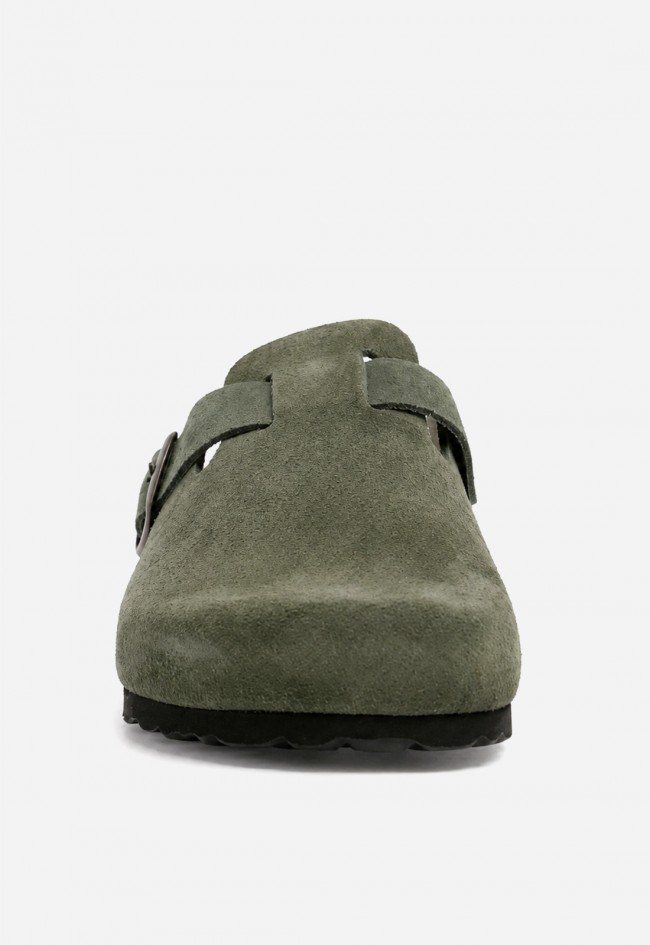 Zueco de piel verde VAS 355 S con hebilla, comodidad con actitud natural