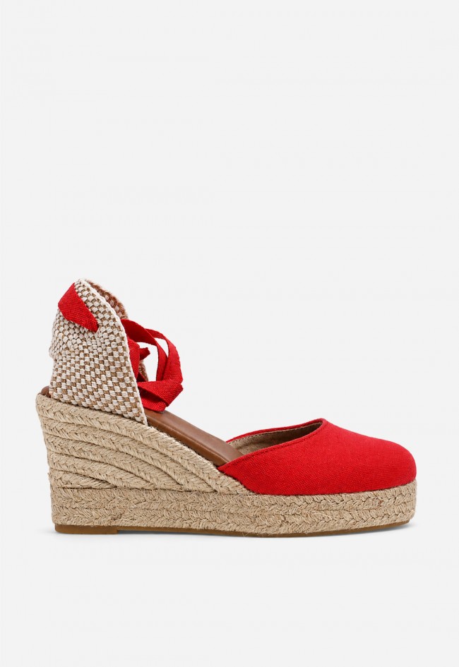 Alpargata de cuña roja Shiny 6004 para mujer, el toque que transforma tus looks de verano