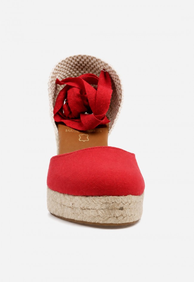 Alpargata de cuña roja Shiny 6004 para mujer, el toque que transforma tus looks de verano