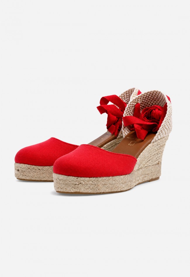 Alpargata de cuña roja Shiny 6004 para mujer, el toque que transforma tus looks de verano
