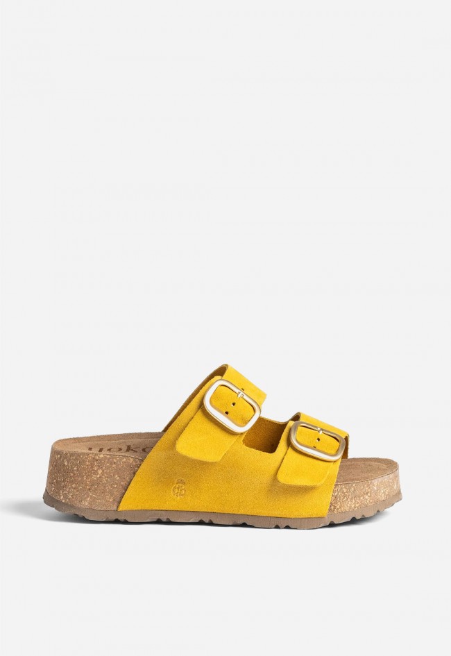 Sandalia plataforma amarilla de piel Yokono WIWI-003, el toque de sol para tus looks