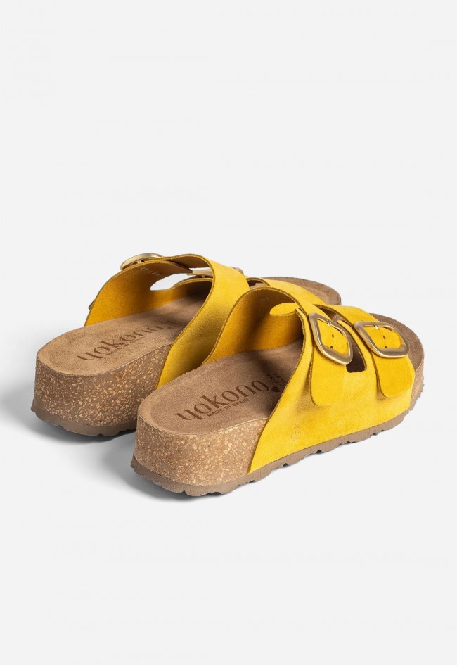 Sandalia plataforma amarilla de piel Yokono WIWI-003, el toque de sol para tus looks