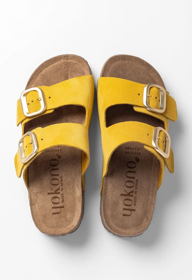 Sandalia plataforma amarilla de piel Yokono WIWI-003, el toque de sol para tus looks
