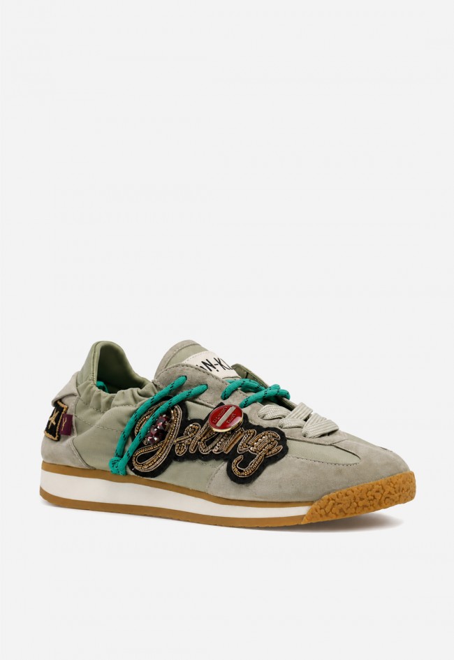 Zapatilla deportiva verde Movies EDX-02T de piel y textil, espíritu urbano con carácter