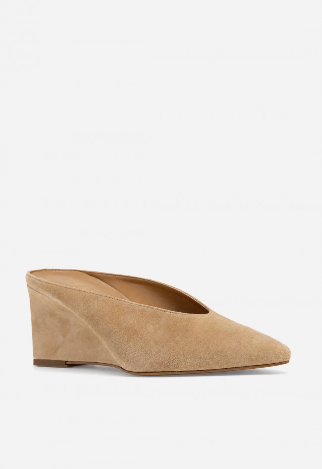 Zapato mule de cuña Canapé 1302 en piel camel – elegancia minimalista para elevar tus looks