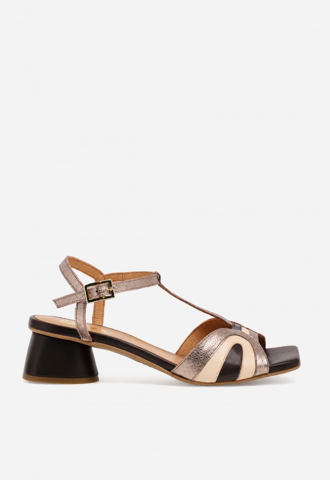 Sandalias de tacón Glo Piz Rec en piel multicolor – elegancia retro para elevar tus looks