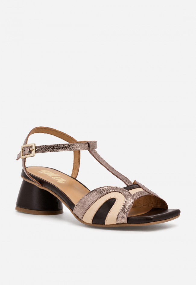 Sandalias de tacón Glo Piz Rec en piel multicolor – elegancia retro para elevar tus looks