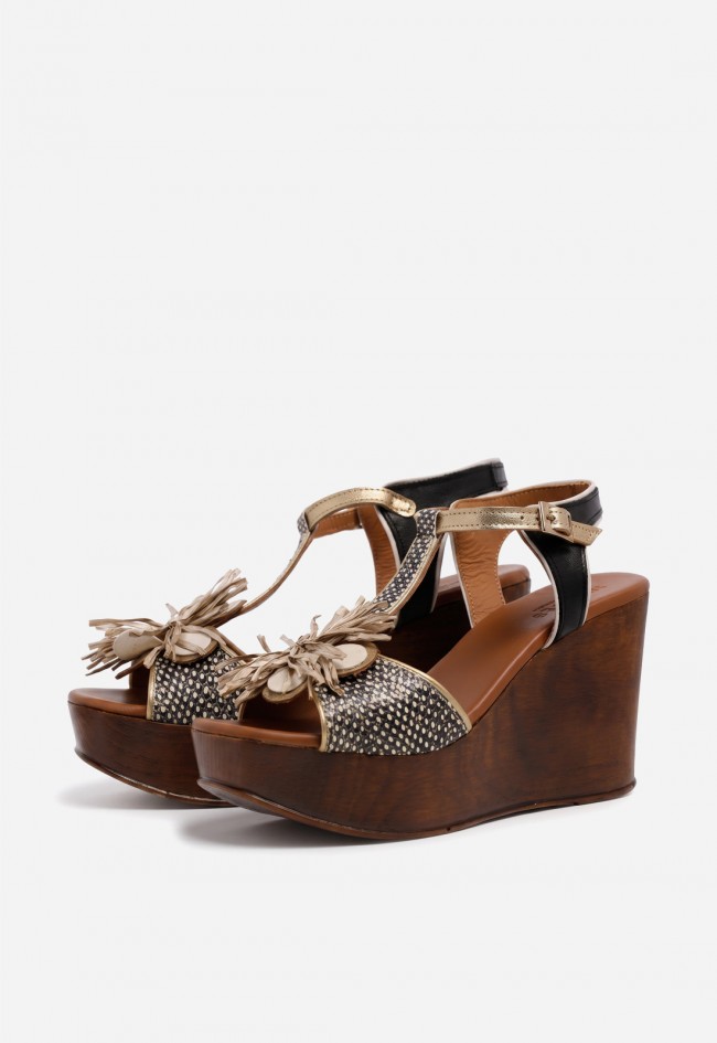 Sandalia de plataforma en piel Nemonic 2498 con estampado animal – un toque boho para destacar con estilo