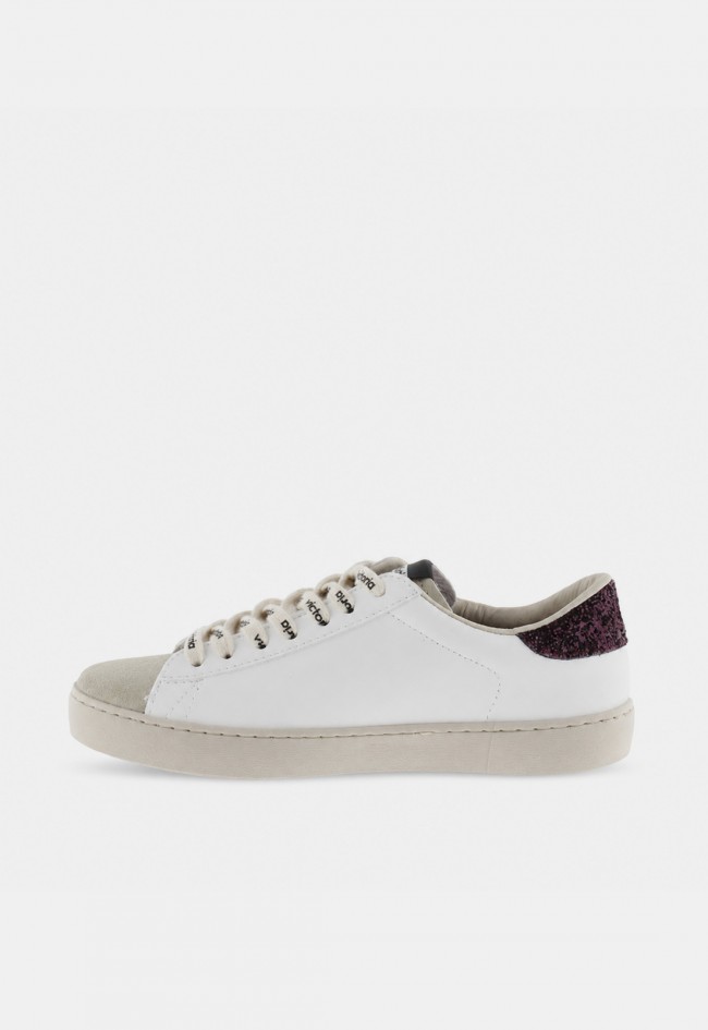 Zapatillas Victoria Berlín de mujer blancas con glitter y serraje