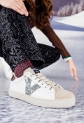 Zapatillas Victoria Berlín de mujer blancas con glitter y serraje