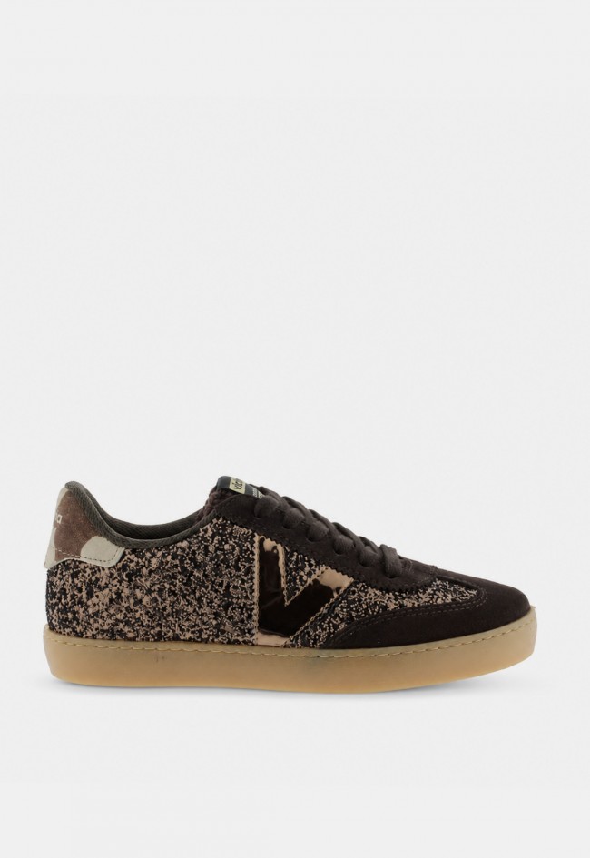 Zapatillas Victoria Berlín Ciclista de mujer negras con glitter y borreguito