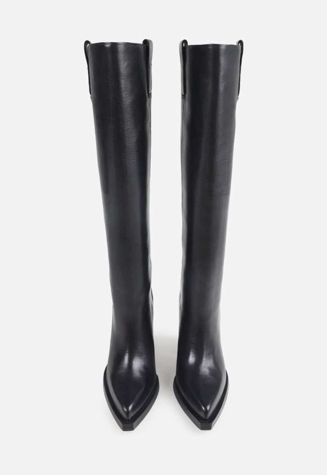 Bota alta western Bronx Mya-Mae de piel negra para mujer con estilo cowboy