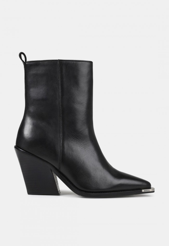 Botines Bronx New-Kole de piel negros para mujer con tacón bloque y estilo sofisticado