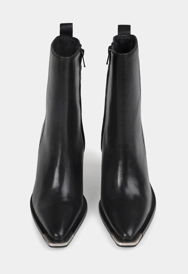 Botines Bronx New-Kole de piel negros para mujer con tacón bloque y estilo sofisticado