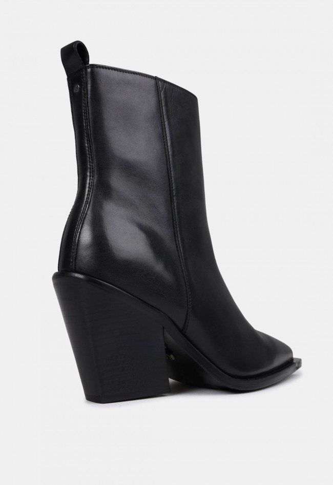 Botines Bronx New-Kole de piel negros para mujer con tacón bloque y estilo sofisticado