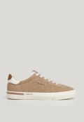 Zapatillas Pepe Jeans Kenton de piel de ante para mujer en beige y blanco con estilo urbano