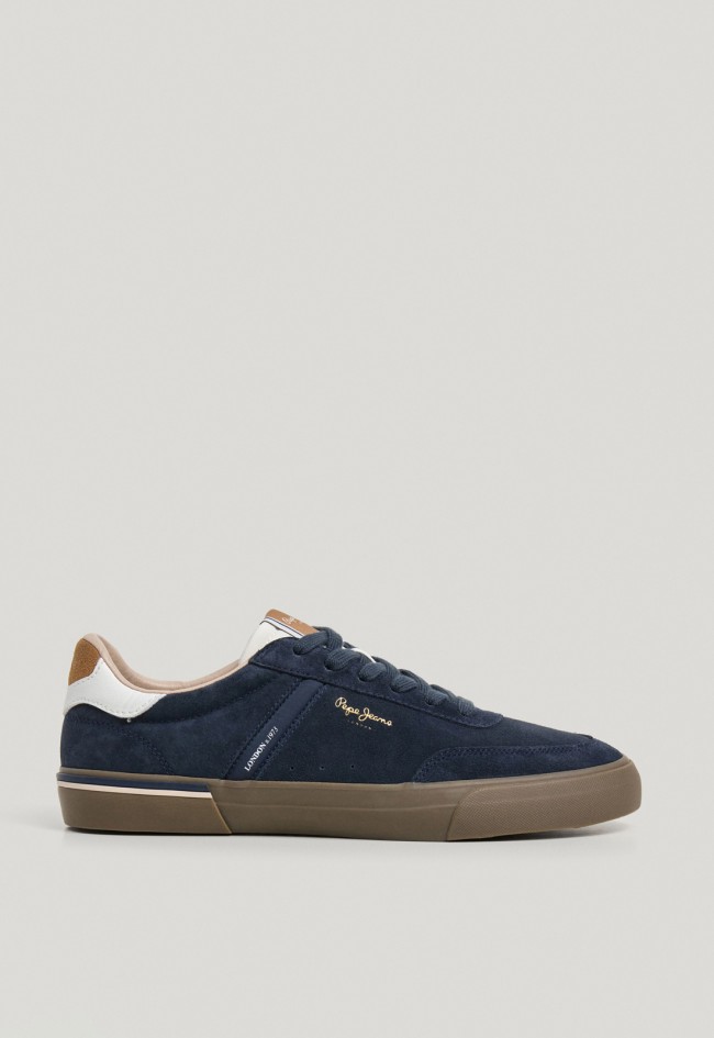 Zapatillas Pepe Jeans Kenton de piel de ante para hombre azul marino con estilo clásico
