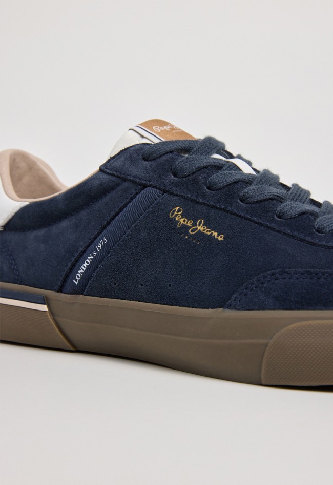 Zapatillas Pepe Jeans Kenton de piel de ante para hombre azul marino con estilo clásico