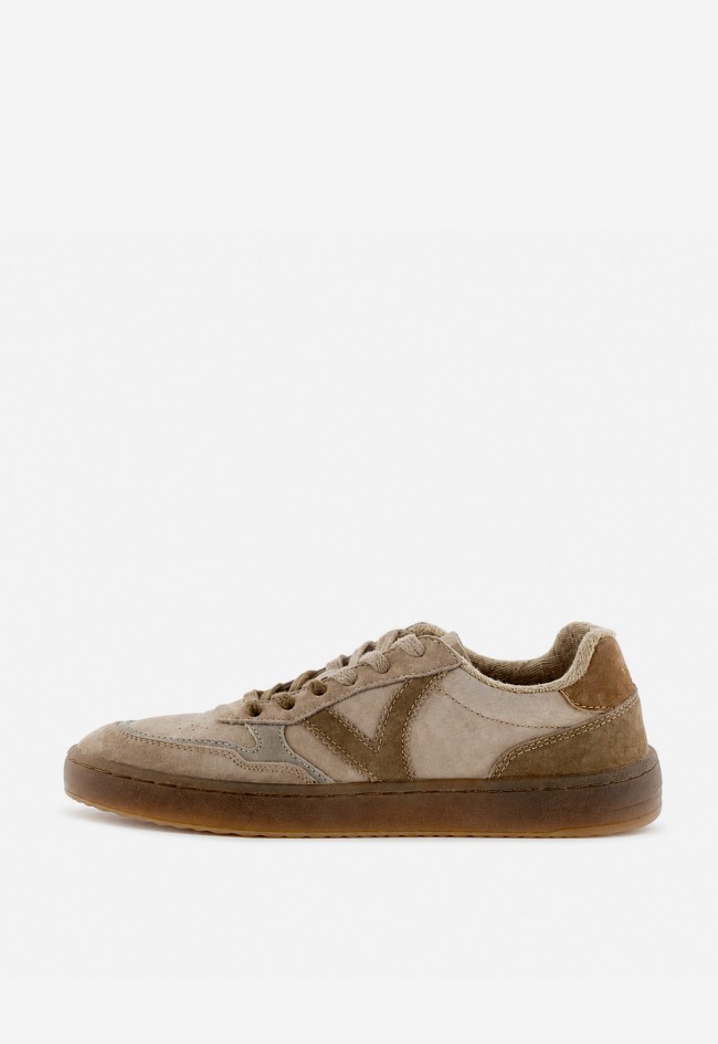 Zapatillas barefoot Victoria Duna de piel serraje para mujer beige para caminar de forma natural