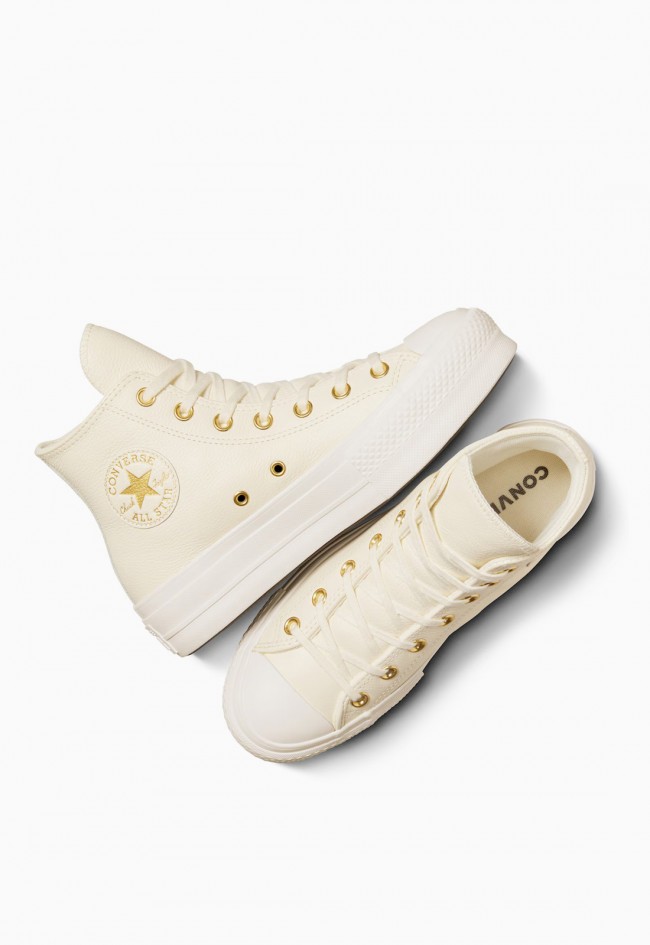 Zapatillas Converse Chuck Taylor All Star Lift Platform Golden Hits de mujer en piel crema para elevar tu estilo