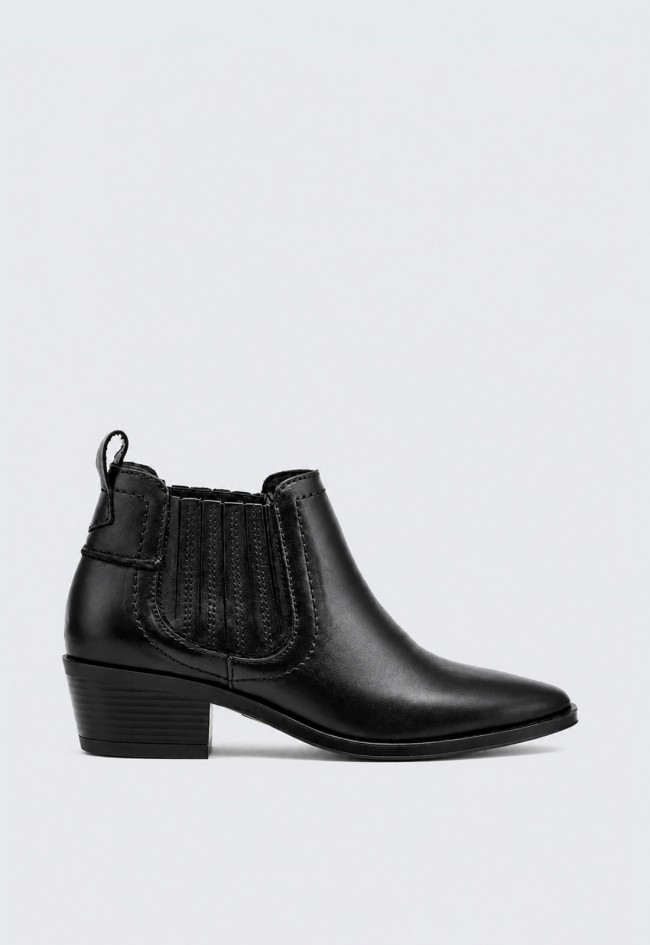Botín cowboy GLO Loana de mujer negro de piel para conquistar cada paso