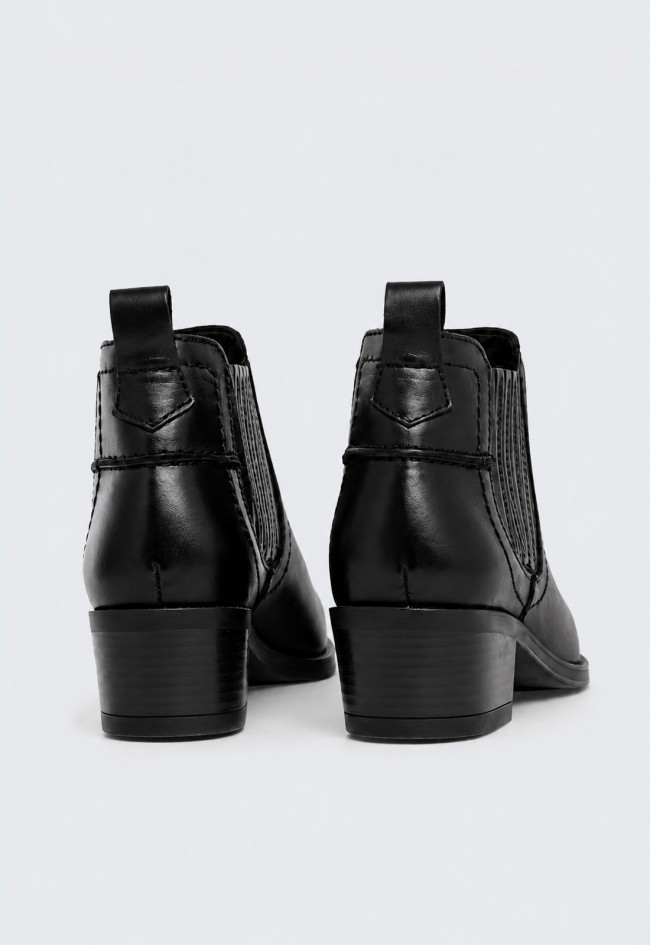 Botín cowboy GLO Loana de mujer negro de piel para conquistar cada paso