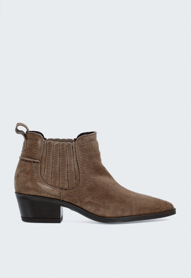 Botín cowboy GLO Loana de mujer taupe de piel para destacar con estilo