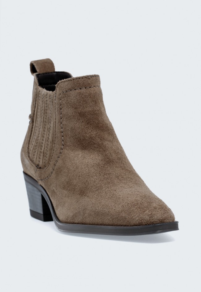 Botín cowboy GLO Loana de mujer taupe de piel para destacar con estilo