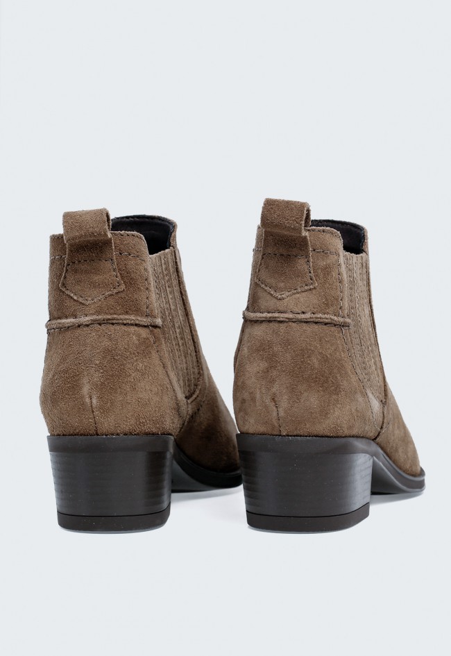 Botín cowboy GLO Loana de mujer taupe de piel para destacar con estilo