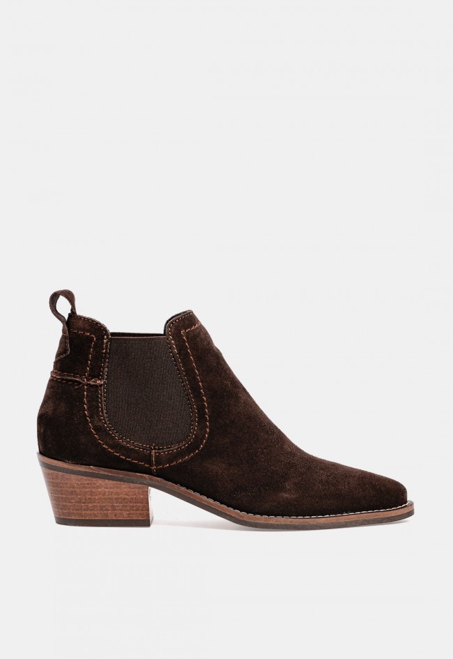 Botín cowboy de mujer Glo Bahía de piel marrón chocolate, un diseño campero con estilo
