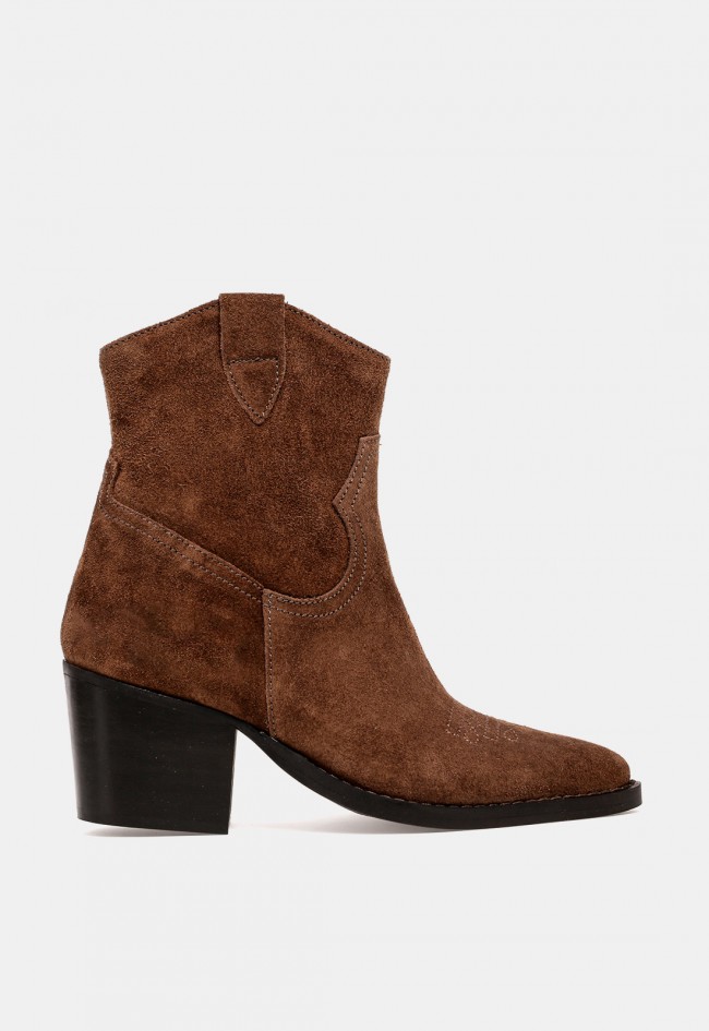 Botines cowboy de piel marrón mujer Glo 6540 – estilo western con cremallera lateral