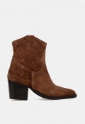 Botines cowboy de piel marrón mujer Glo 6540 – estilo western con cremallera lateral