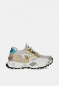 Zapatilla chunky de mujer EXE D190608-171 en blanco y dorado, diseño multicolor y original