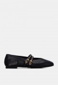 Bailarina de mujer Xti 14640501 en material sintético negro con doble tira y hebillas