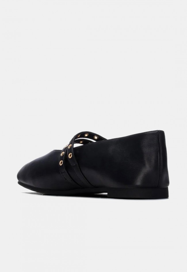 Bailarina de mujer Xti 14640501 en material sintético negro con doble tira y hebillas