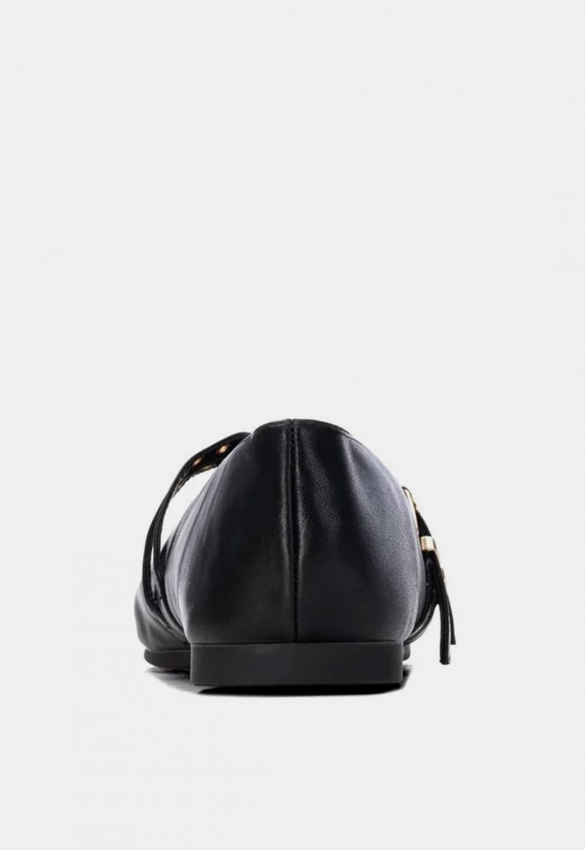 Bailarina de mujer Xti 14640501 en material sintético negro con doble tira y hebillas