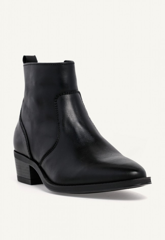Botín cowboy de mujer GLO Torcado de piel negra, diseño western con personalidad