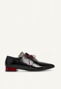 Zapato de cordones de mujer GLO Katy de piel negra, diseño exclusivo con personalidad
