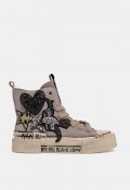 Zapatilla chunky de mujer Movies GFD-03 de piel gris con borreguito, estilo urbano y original