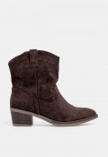 Botín cowboy de mujer Niko Amore 6737 de piel sintética efecto serraje marrón chocolate, estilo western actual