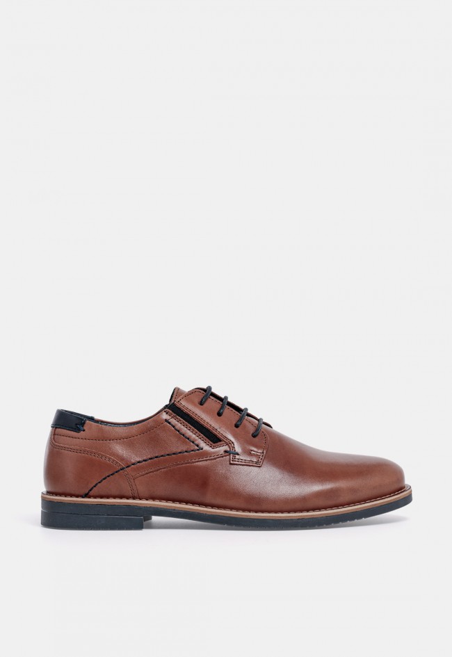 Zapato casual de hombre VAS 3010L de piel color cuero, diseño versátil para cada día