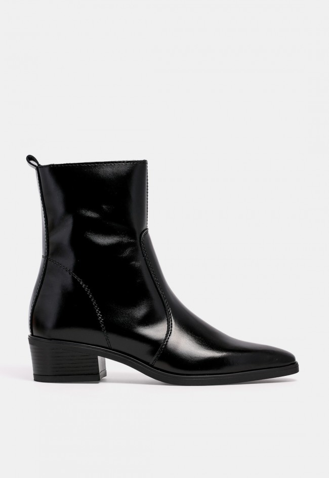 Botín de tacón de mujer VAS 5918 de piel negra, elegante y versátil
